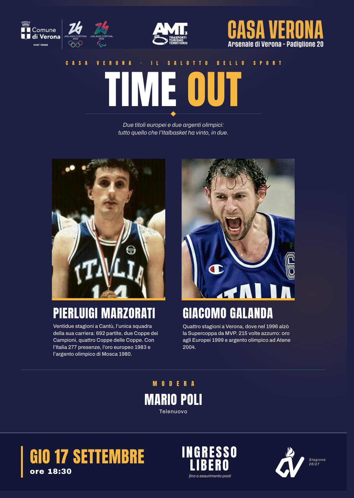 Time out — Pierluigi Marzorati e Giacomo Galanda — Casa Verona, 17 settembre 2026